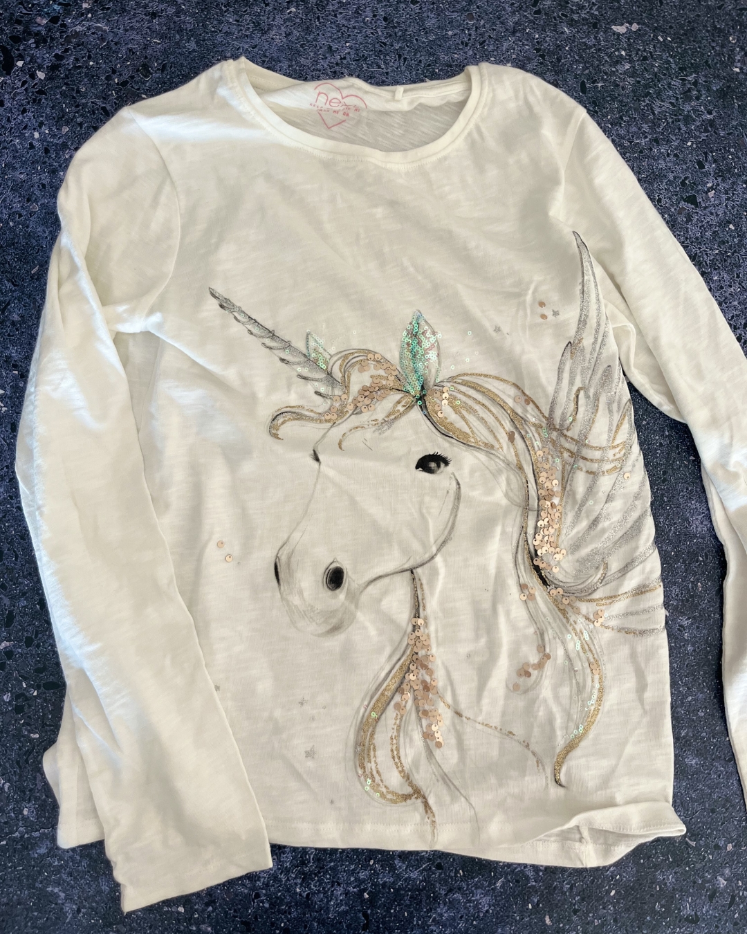 Next white unicorn T-shirt 14Y