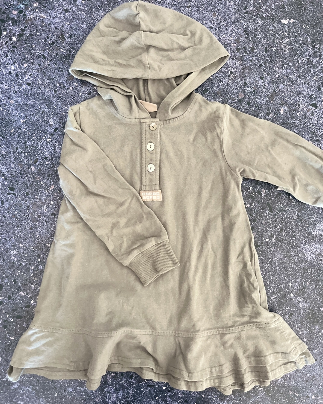 Naartjie green hooded dress 3Y