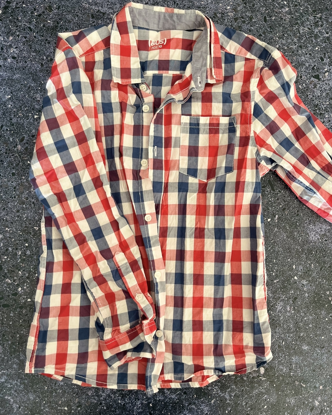 &US red and blue checked collared shirt 10Y
