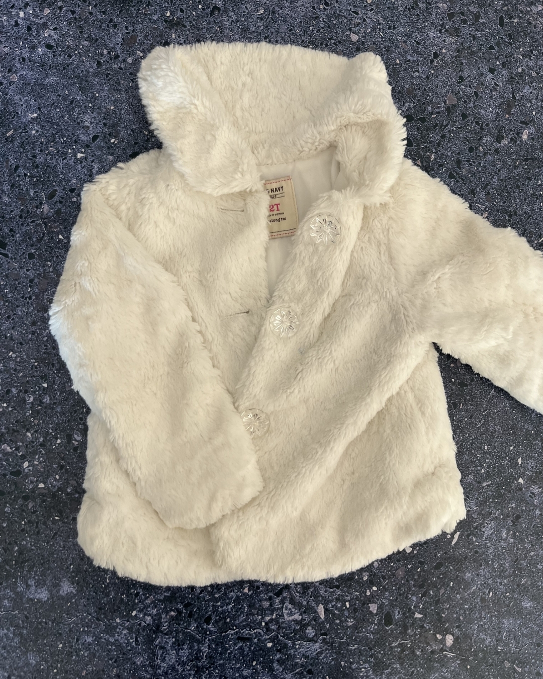 Old Navy white fleece cardigan 2Y