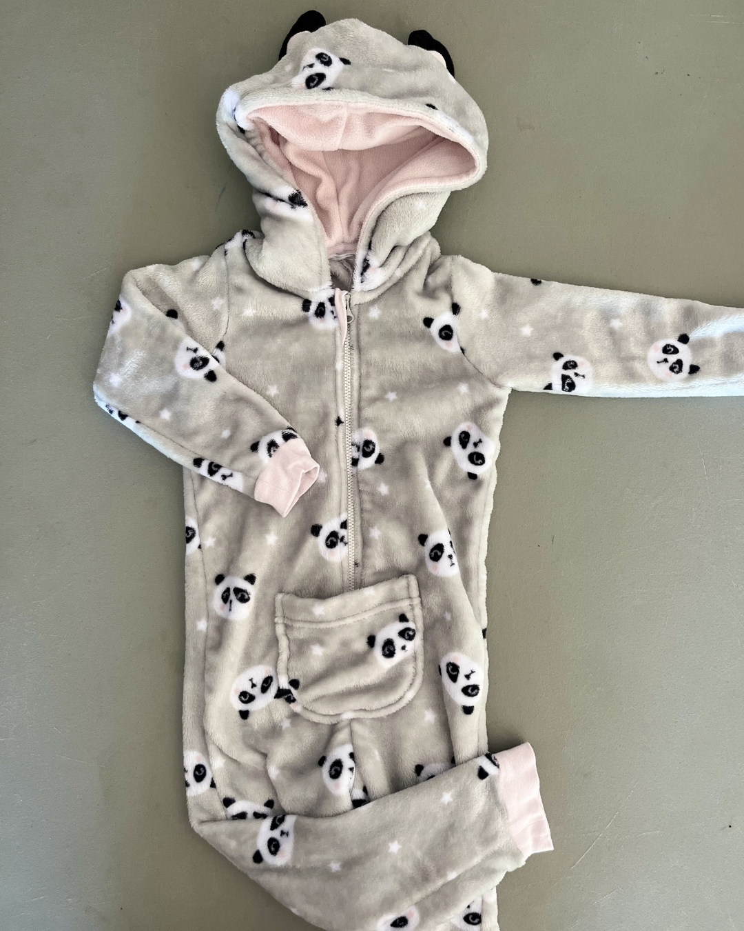 Woolworths grey panda onesie 4Y