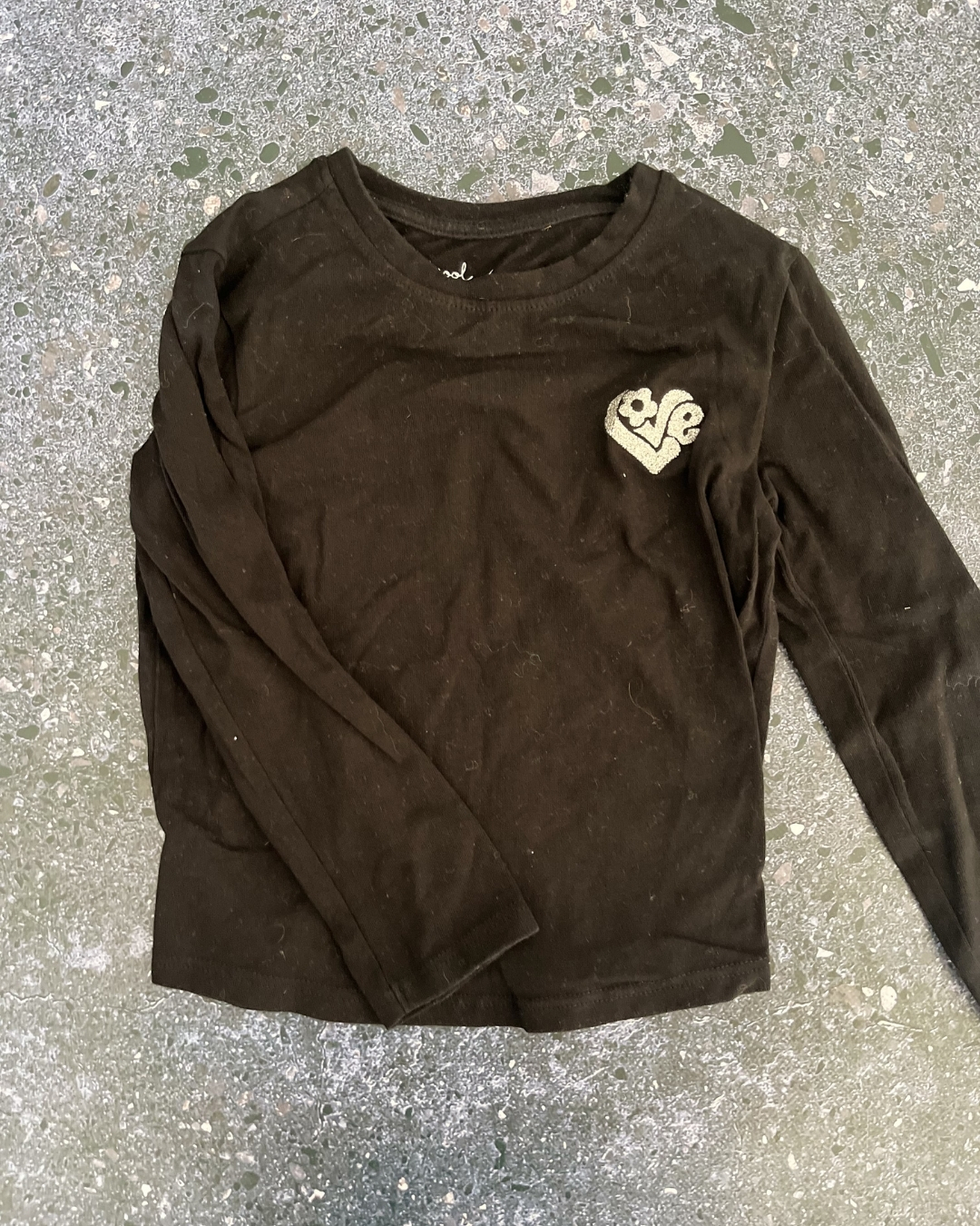 Woolworths black Love long sleeve top 4Y