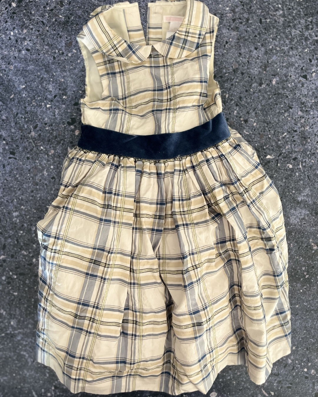 Janie & Jack blue and gold checked party dress 3Y