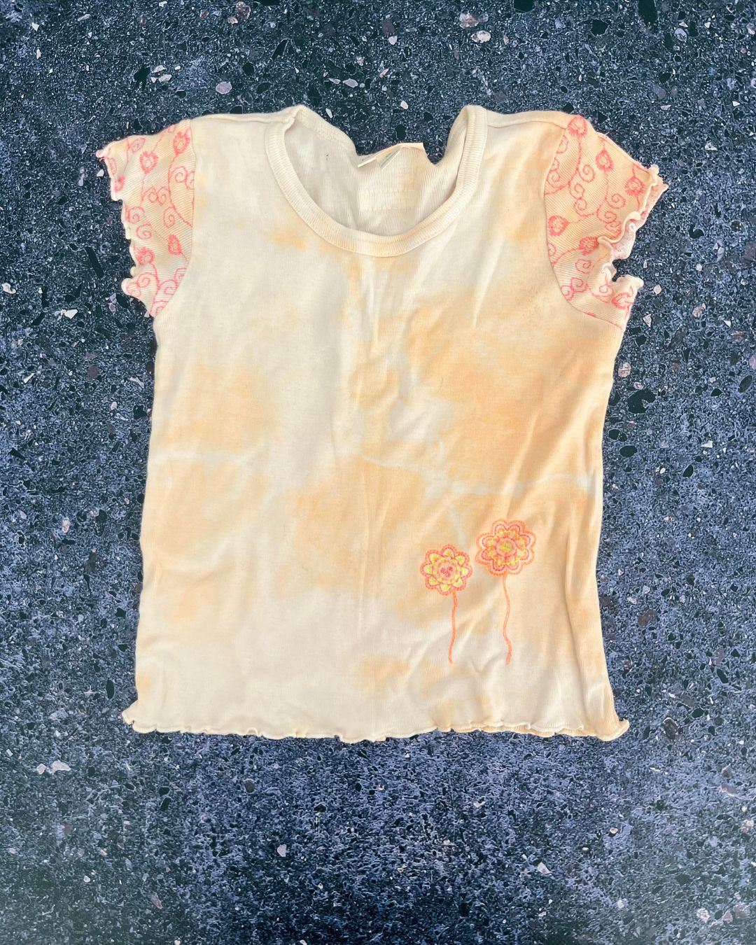 Naartjie orange tie dye floral top XS