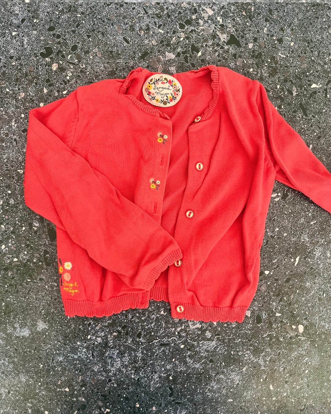 Sergeant Major pink embroidered knitted cardigan 3/4Y