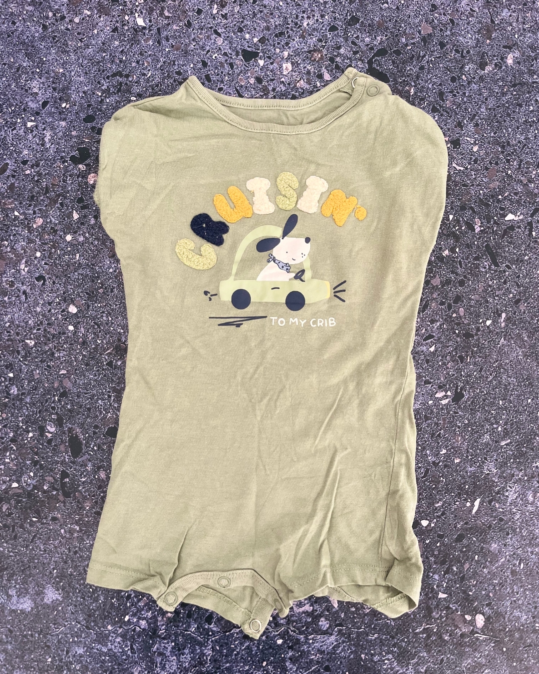 Woolworths green Cruisin romper 3/6M