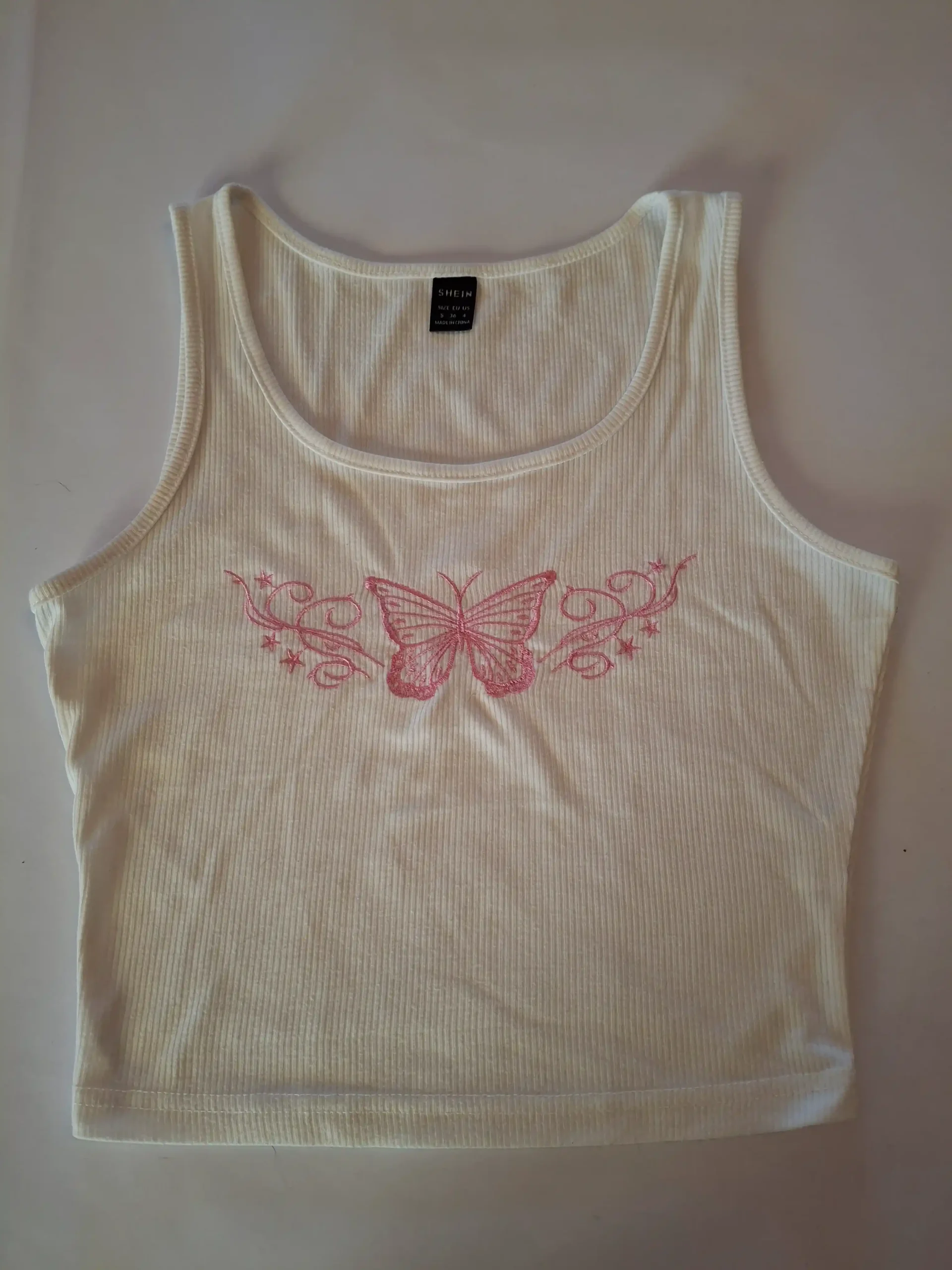 White butterfly tank top size S